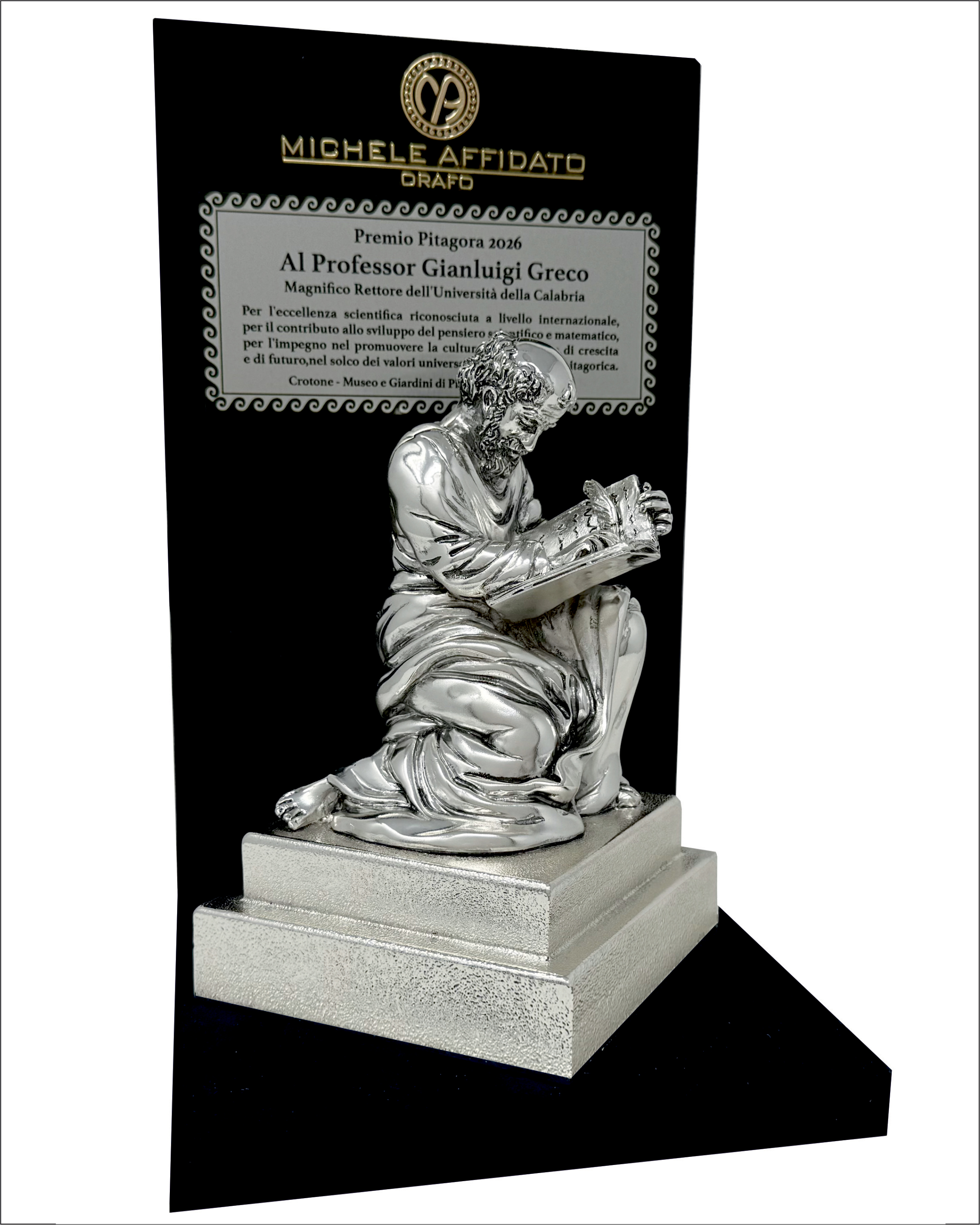 SCULTURA PITAGORA D'ARGENTO