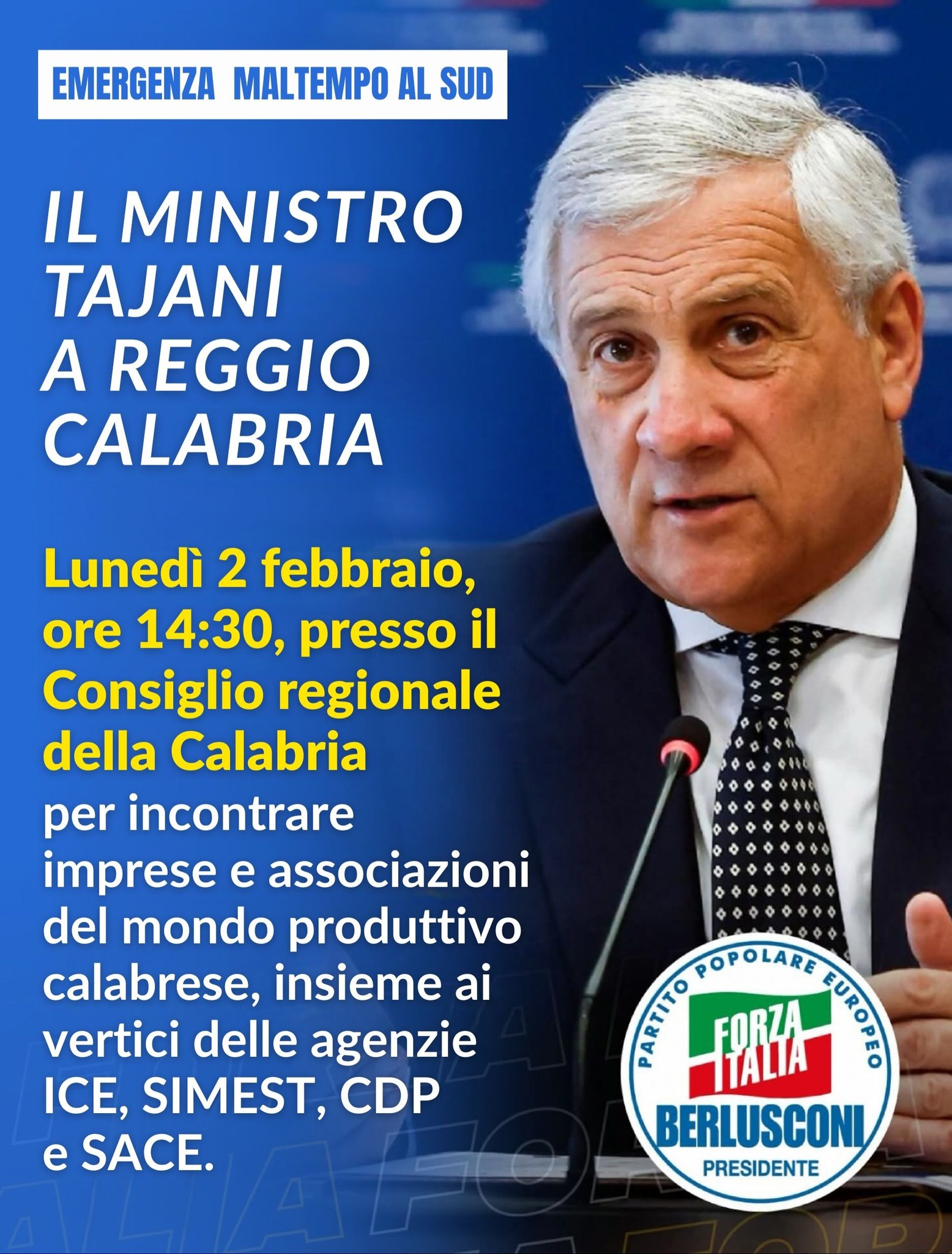 Tajani a Reggio Calabria
