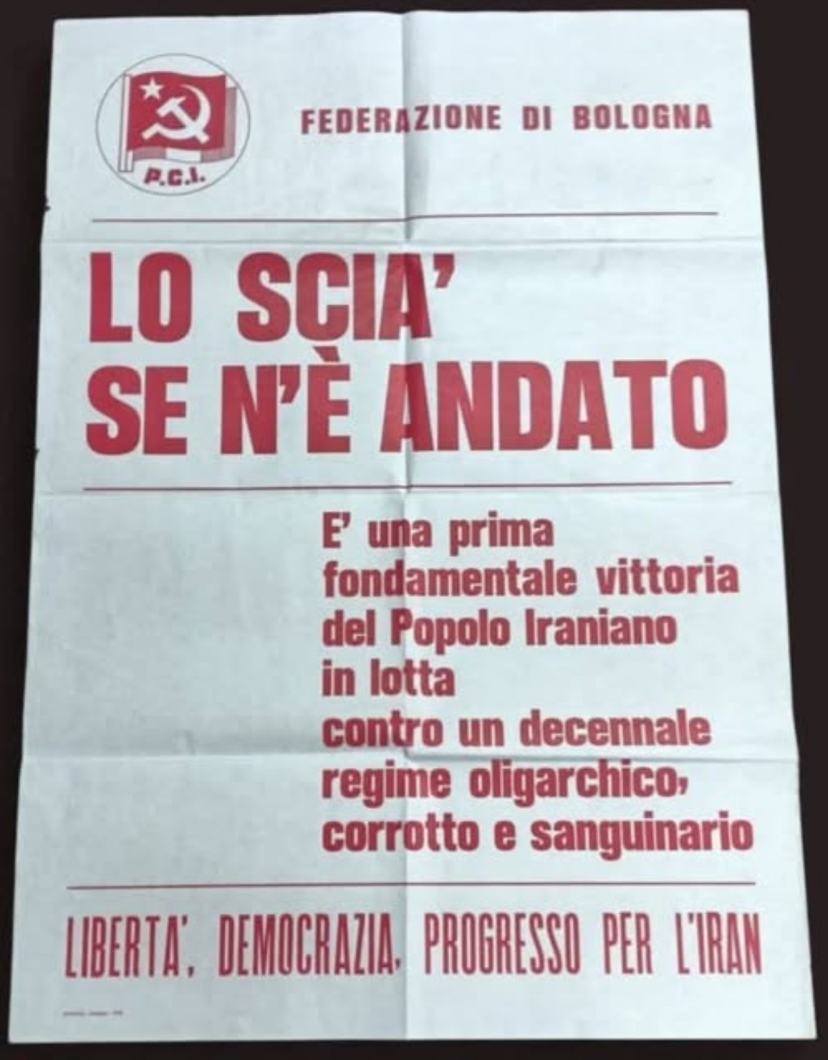 Volantino PCI Bologna Iran 1979