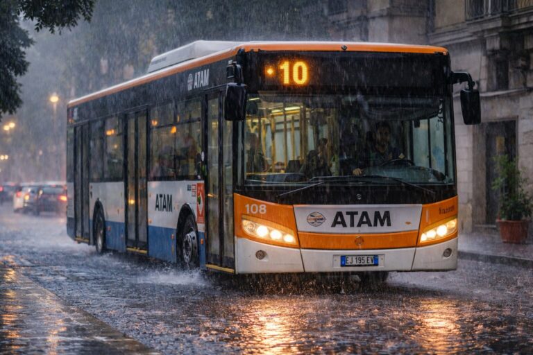 autobus sotto la pioggia