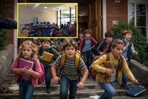 bambini sfrattati da una scuola
