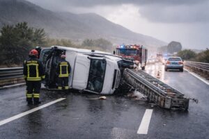 camion ribaltato forte vento