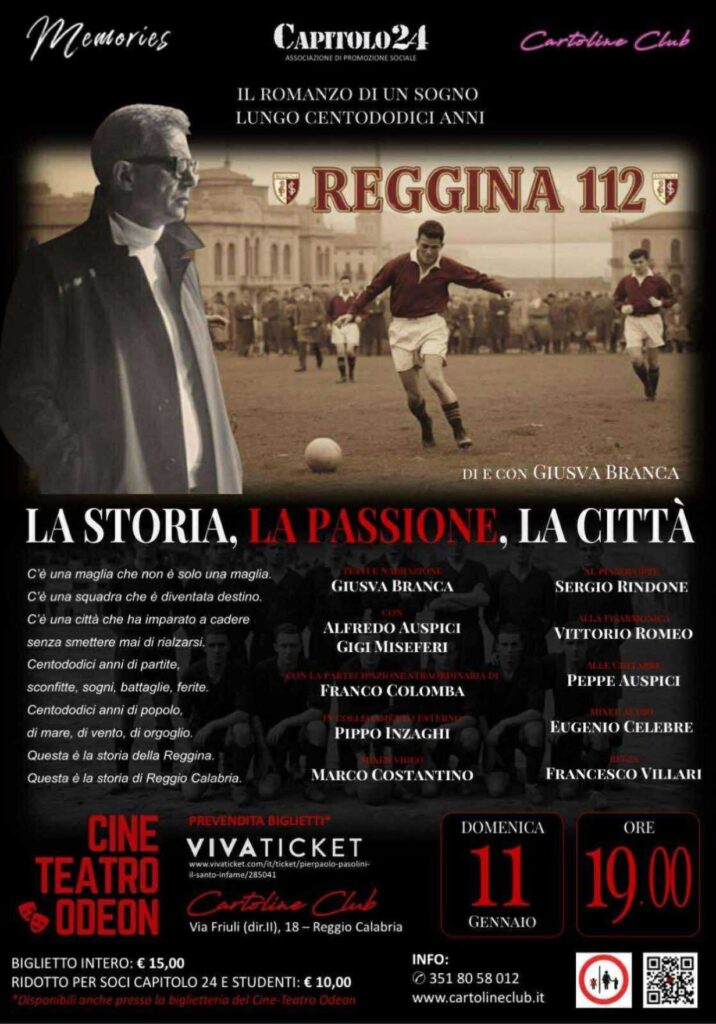 locandina evento reggina 112 con giusva branca