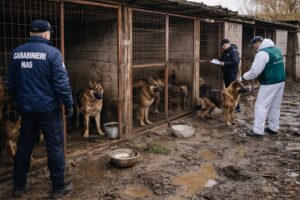 pastori tedeschi tenuti in condizioni disastrose in canile