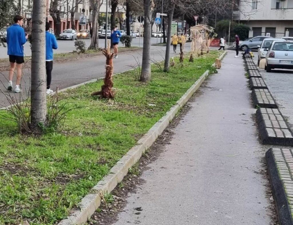 ragazzi si allenano in mezzo alla strada al viale calabria