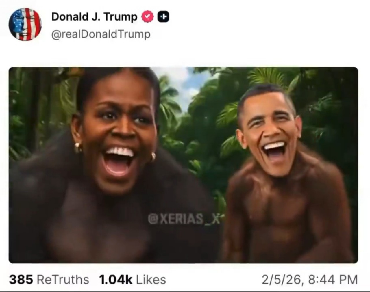 Barack Obama e Michelle Obama scimmie