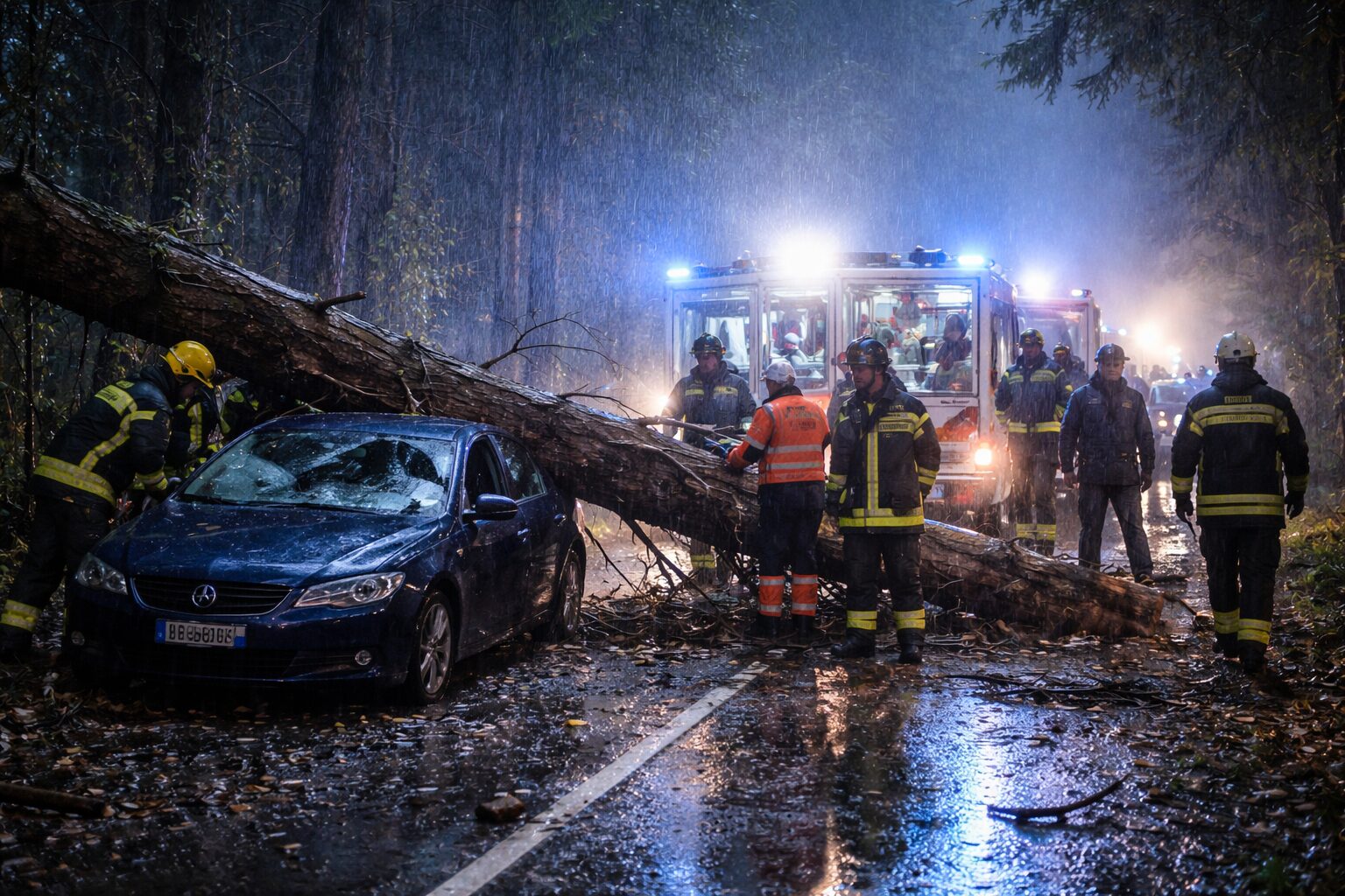 Albero cade su auto