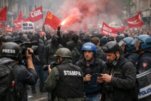 Giornalisti manifestazione sinistra