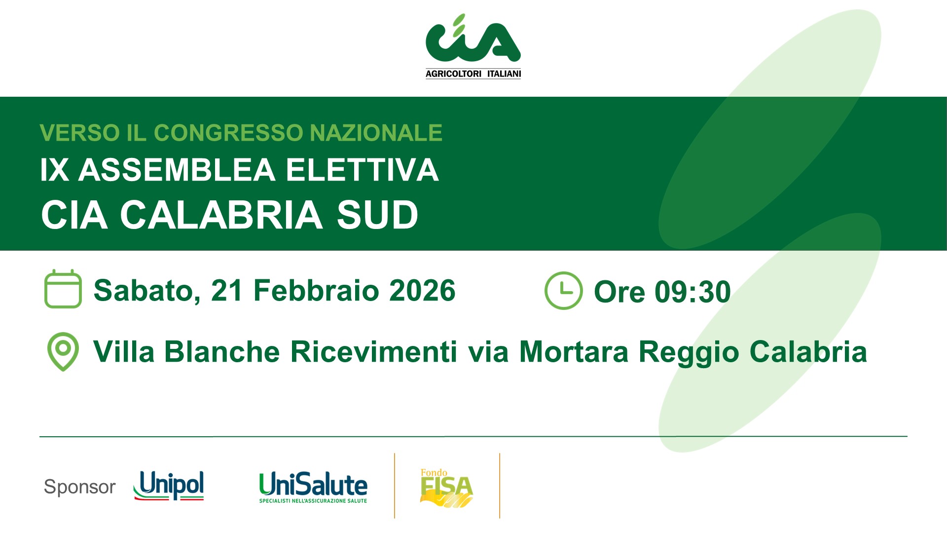 Invito Assemblea Cia Calabria Sud – 21 Febbraio 2026