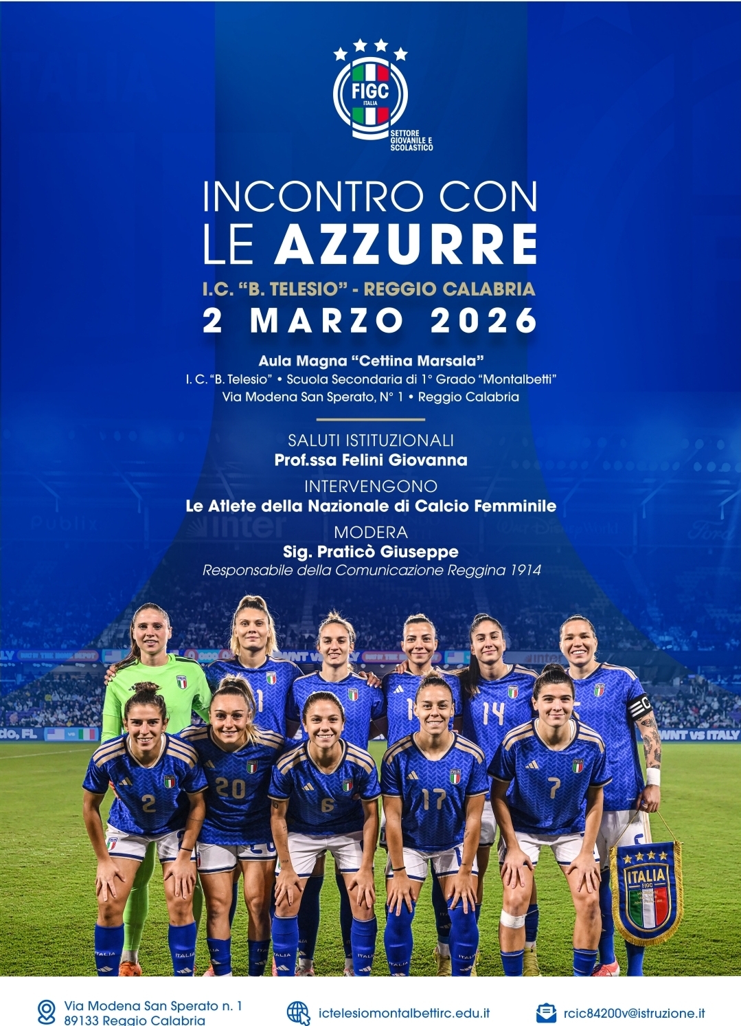 Locandina Italia femminile a Reggio Calabria