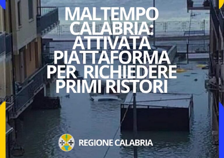 Piattaforma per richiedere ristori calabria maltempo