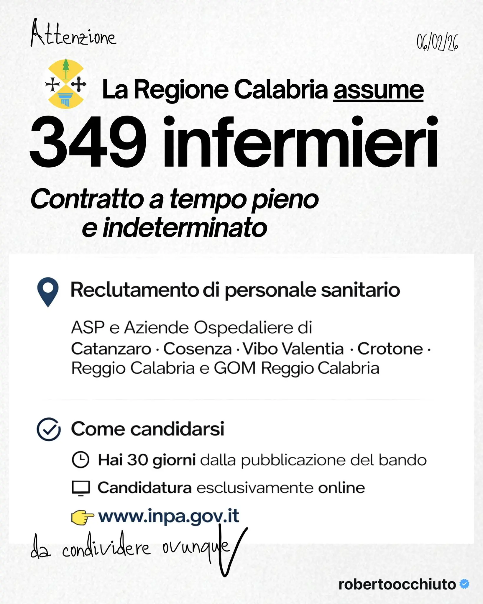 Sanità Calabria reclutamento infermieri