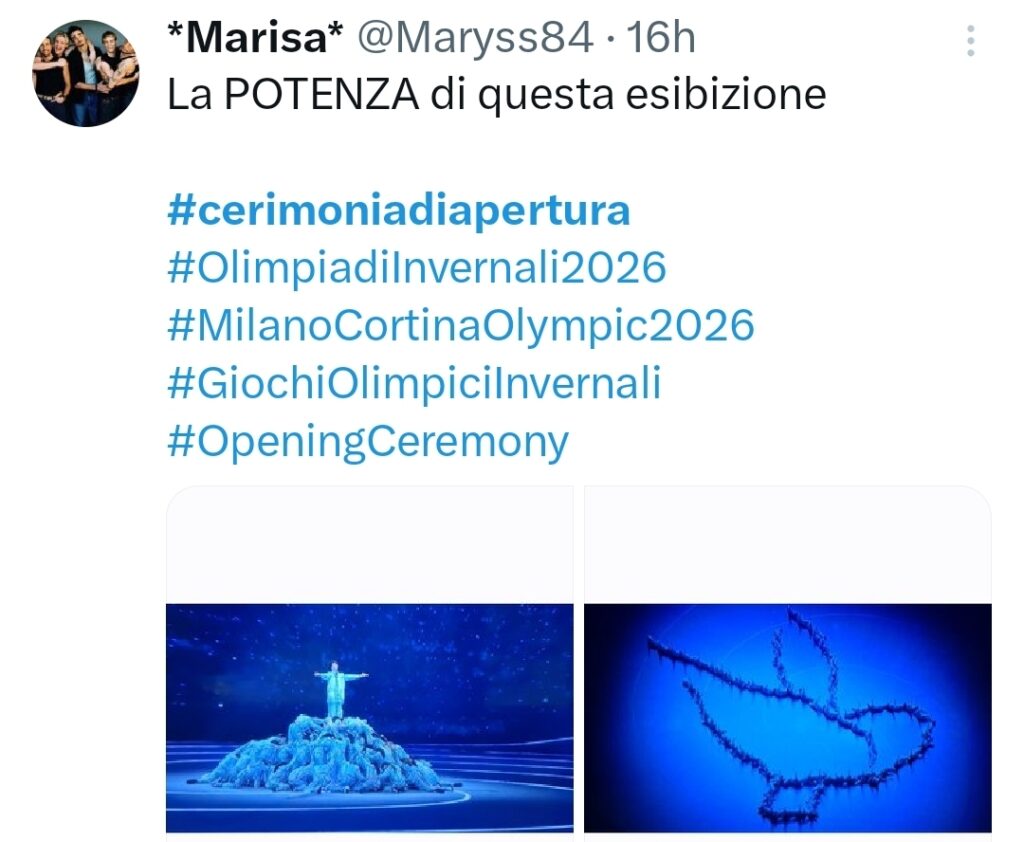 Tweet cerimonia di apertura Olimpiadi