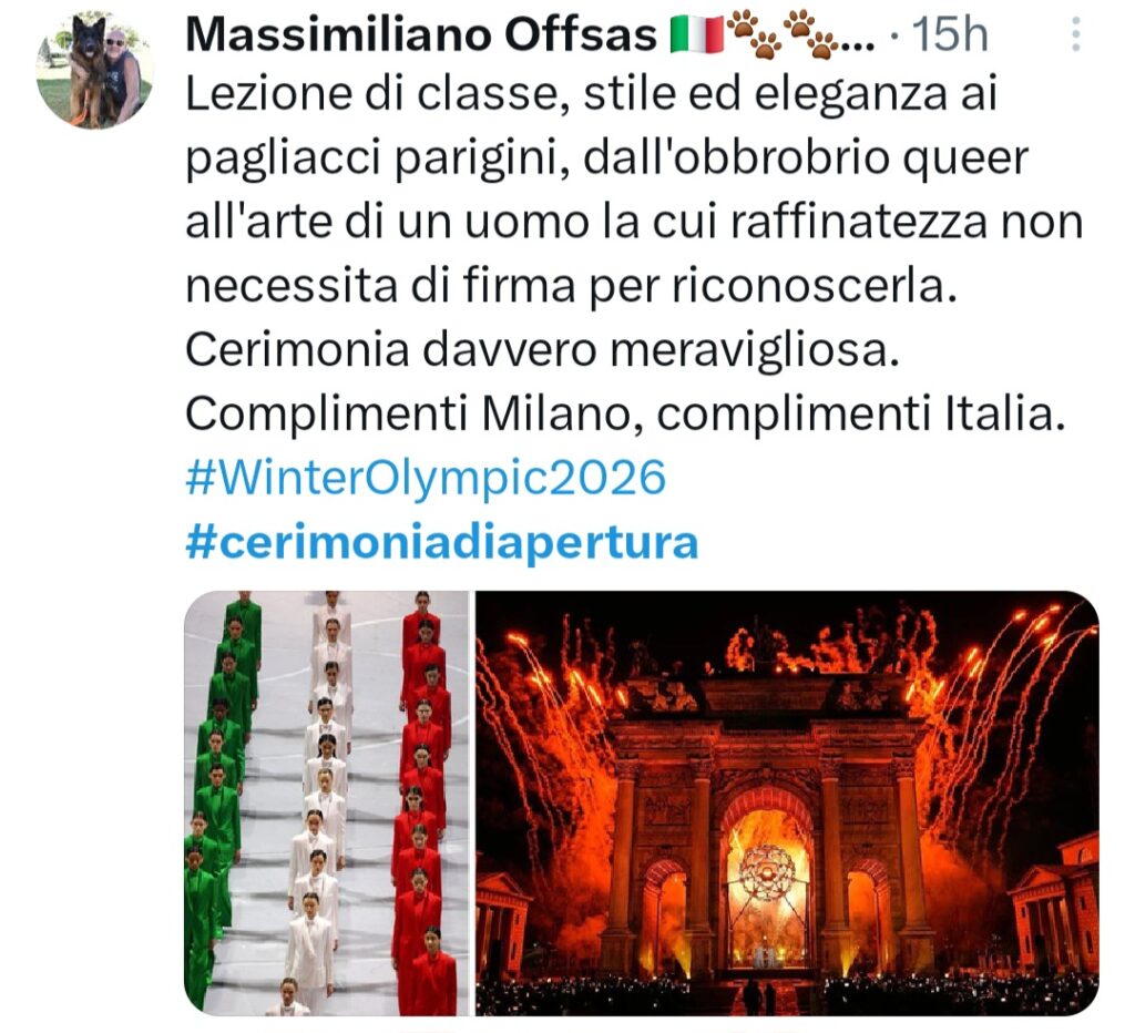 Tweet cerimonia di apertura Olimpiadi