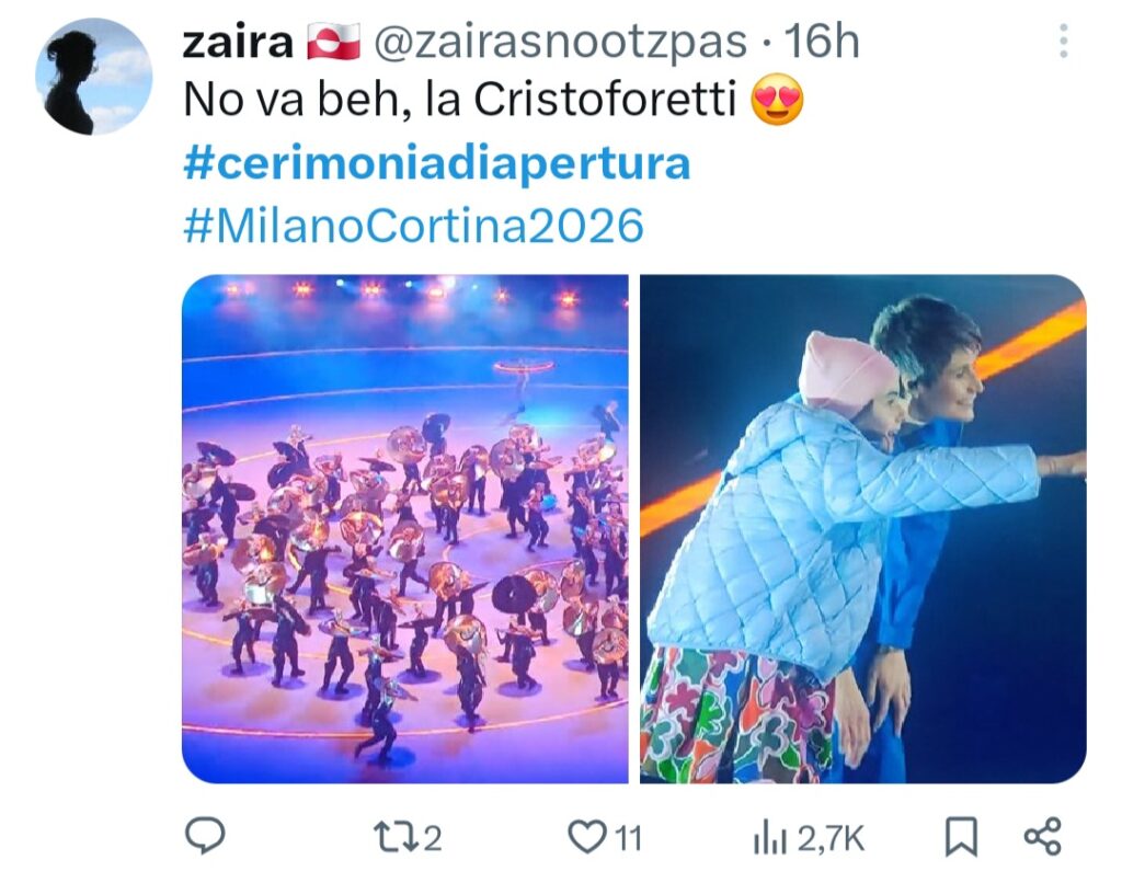 Tweet cerimonia di apertura Olimpiadi