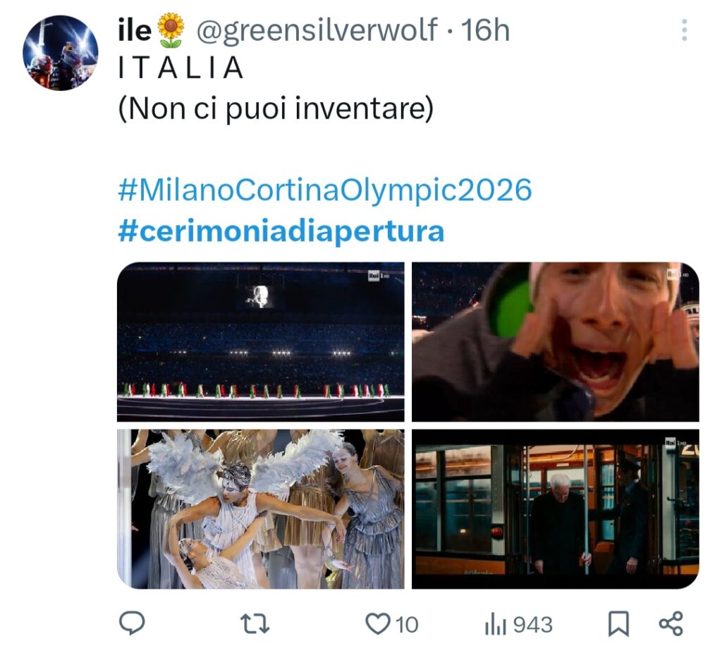 Tweet cerimonia di apertura Olimpiadi