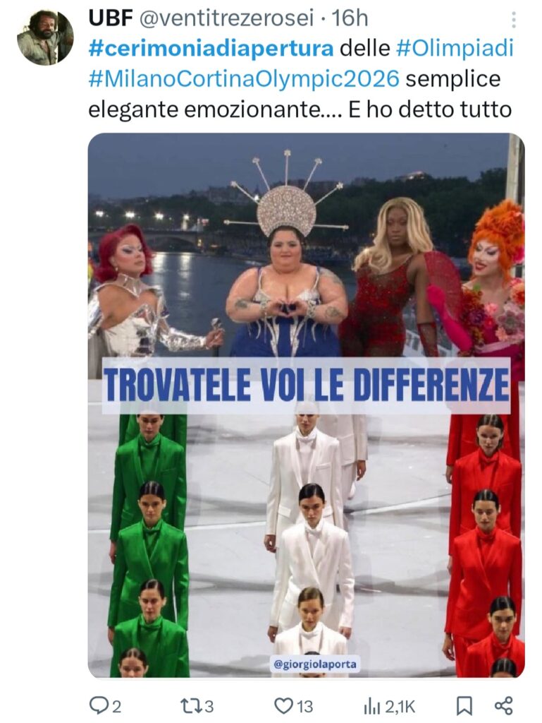Tweet cerimonia di apertura Olimpiadi