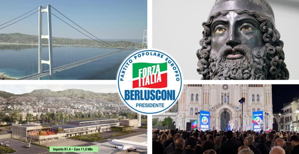 aeroporto ponte sullo stretto bronzi duomo logo forza italia