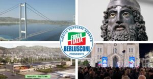aeroporto ponte sullo stretto bronzi duomo logo forza italia