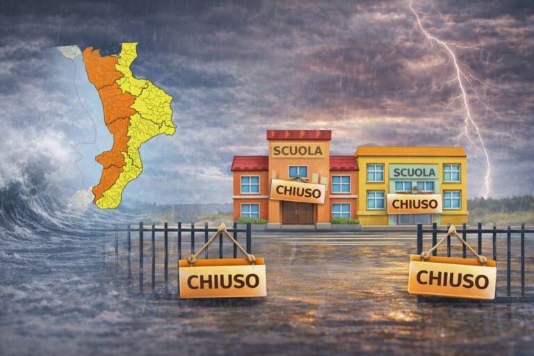 Allerta Meteo Calabria, allarme arancione su mezza Regione: chiuse le scuole