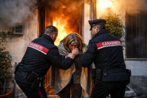 carabinieri salvano donna incendio