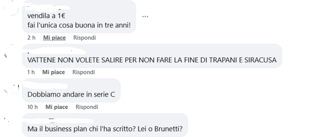 commenti tifosi reggina a post ballarino