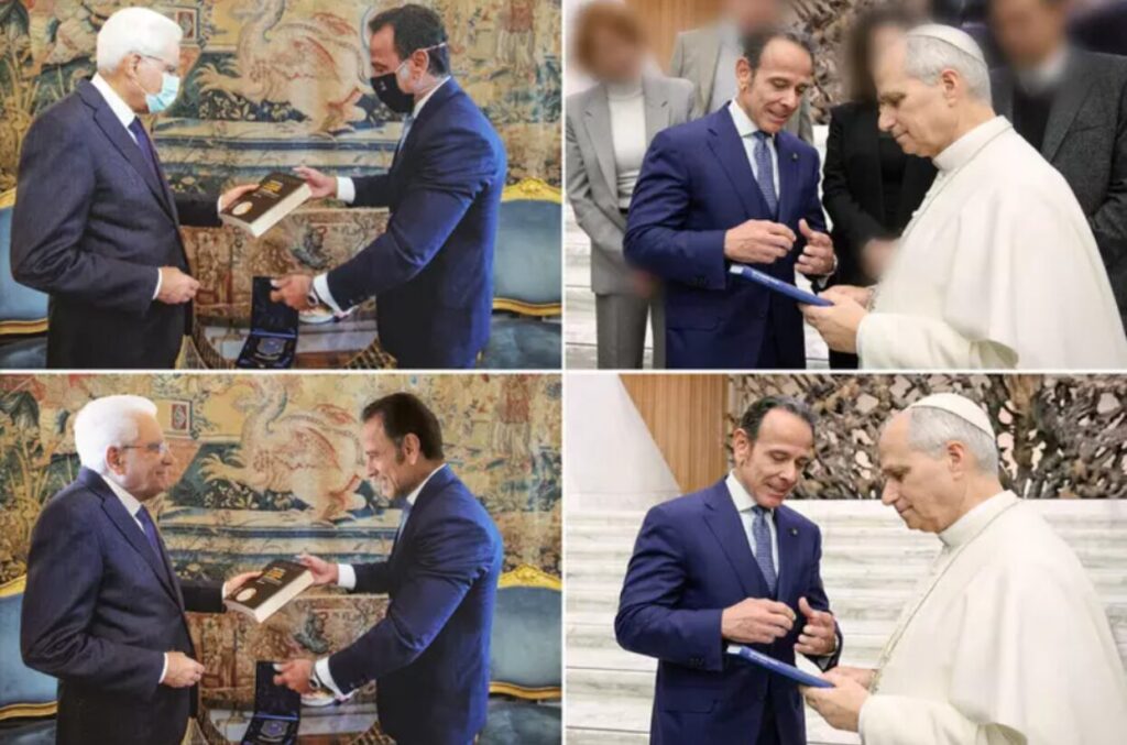 foto minenna con mattarella e papa leone modificate
