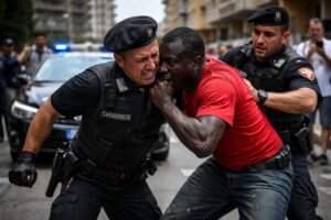 ghanese morde carabiniere
