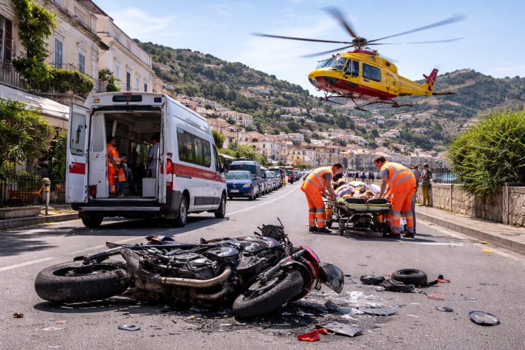 incidente stradale moto ambulanza elisoccorso