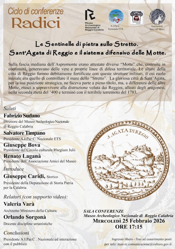 locandina Le Sentinelle di pietra sullo Stretto. Sant'Agata di Reggio e il sistema difensivo delle Motte