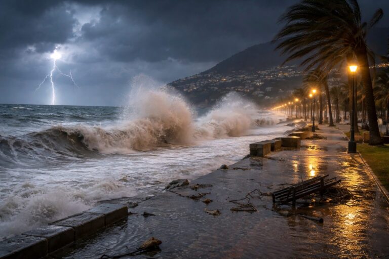 Maltempo Calabria, allerta meteo della Protezione Civile: tempesta in arrivo sul Tirreno, rischio frane e mareggiate nella notte