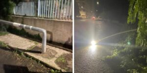 palo della luca cade in strada per il maltempo a reggio calabria