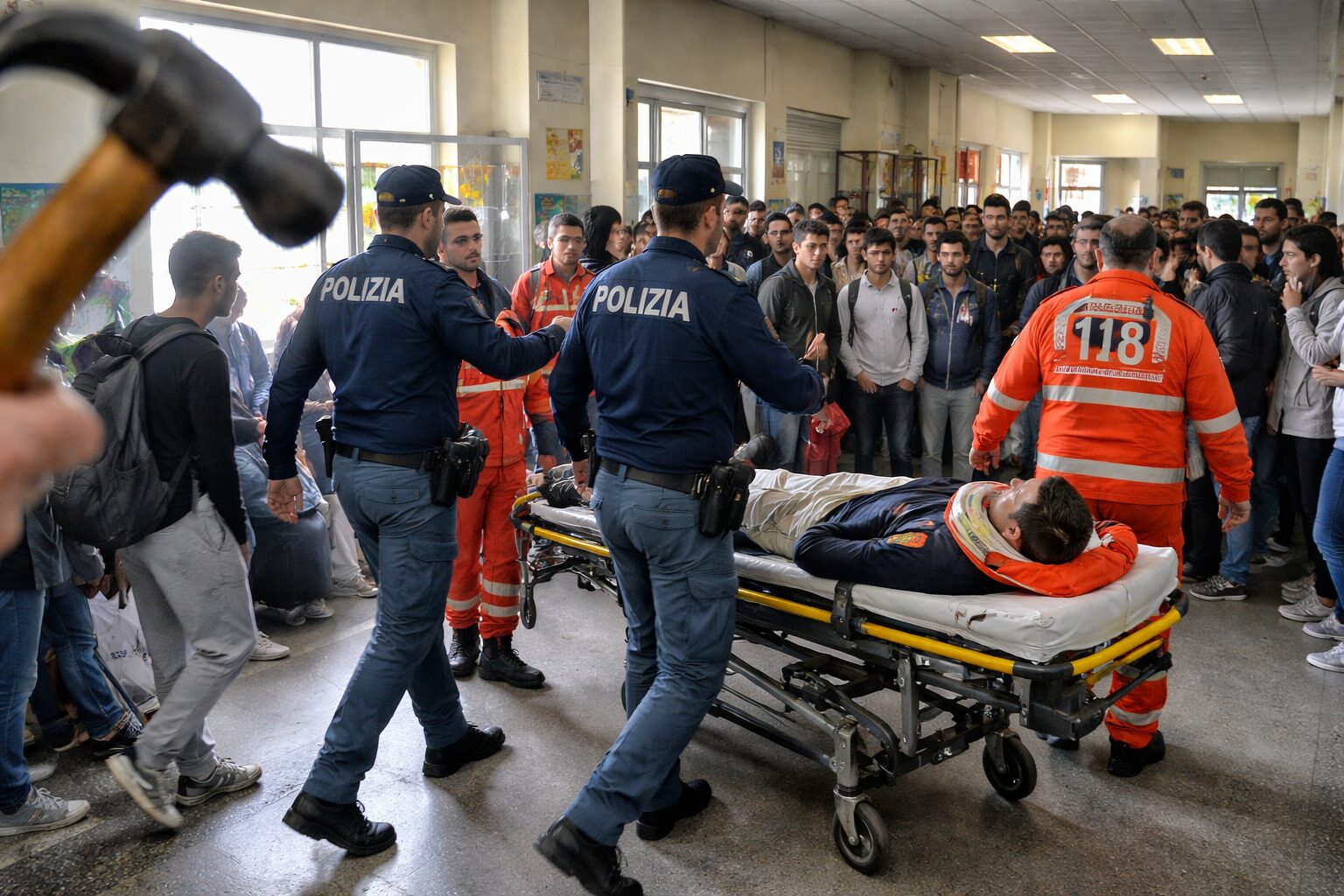 ragazzo scuola ambulanza polizia
