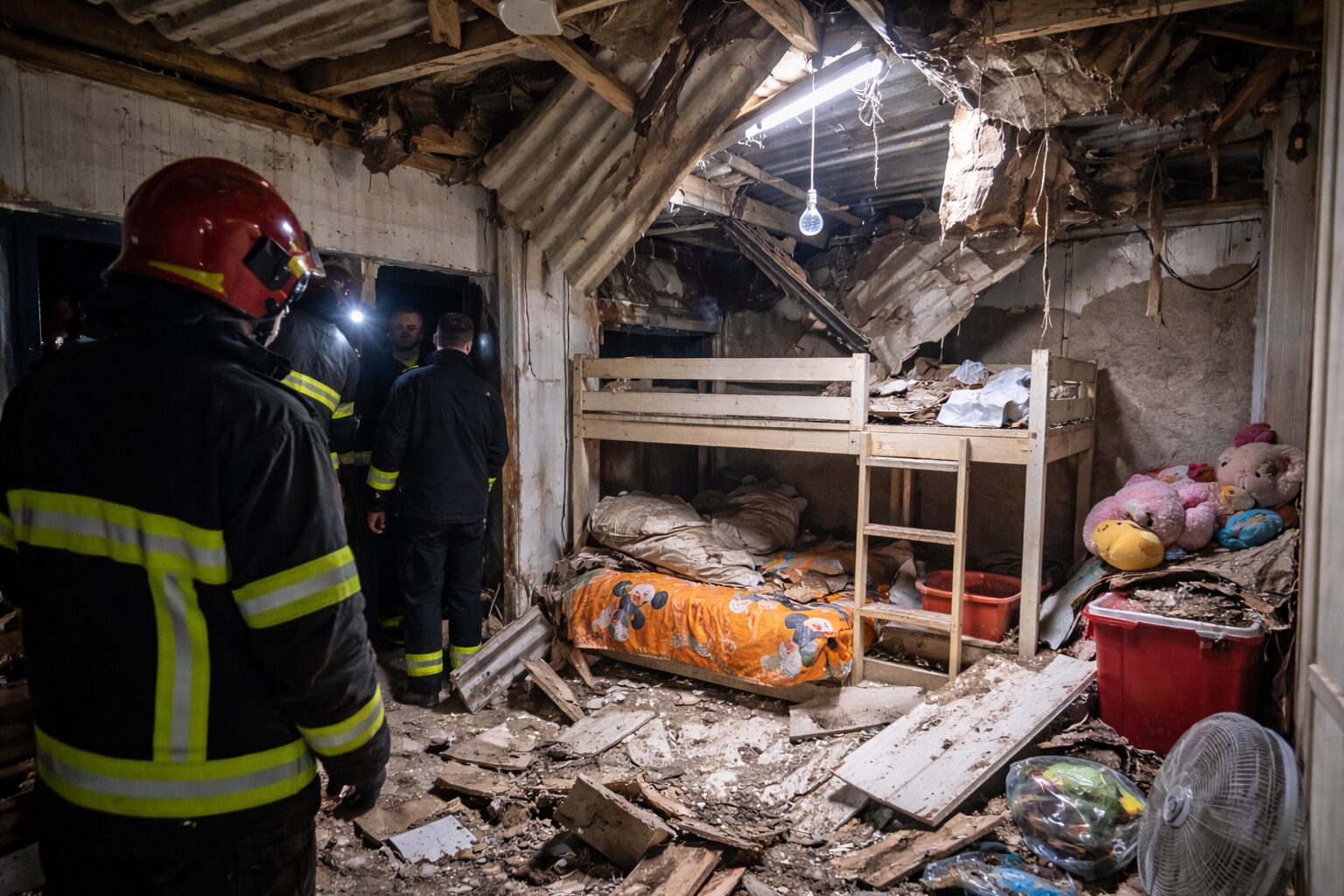 vigili del fuoco crollo baracca