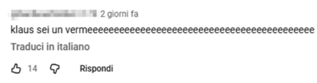 Alcuni dei commenti rilasciati sotto al video dell’aggressione a Klaus Davi