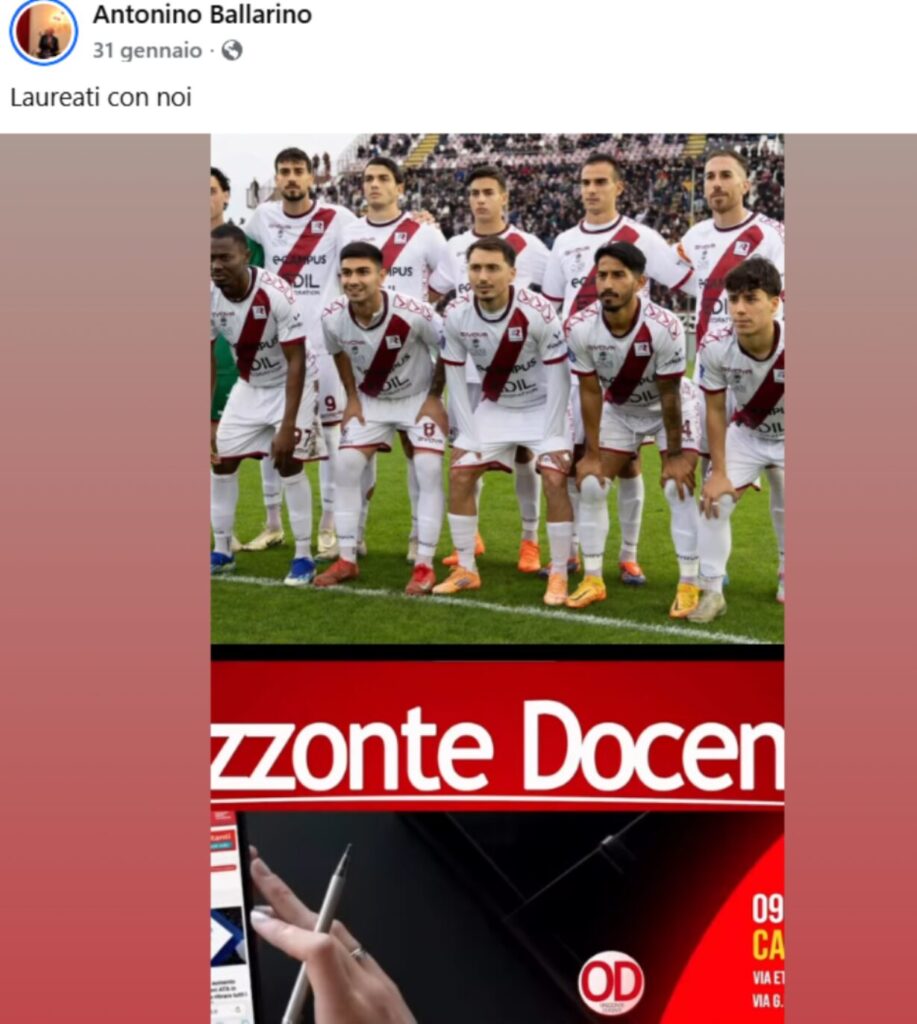 Ballarino pubblicizza le sue aziende e accosta immagini della Reggina