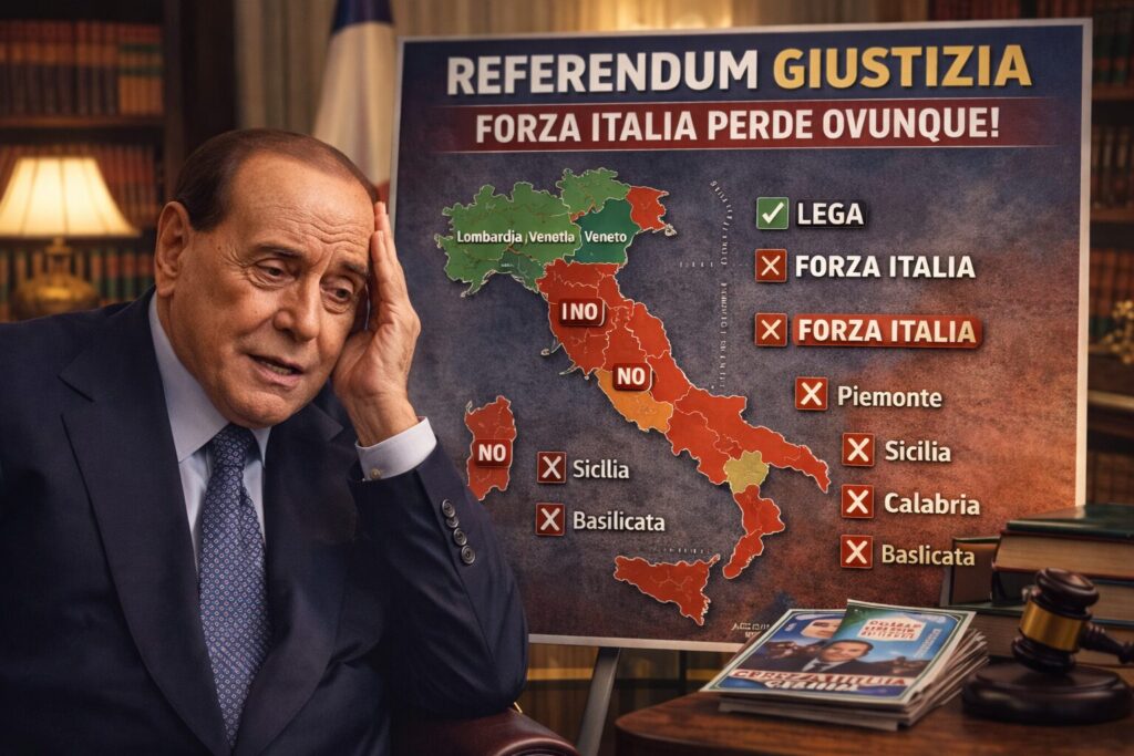 Berlusconi pensa davanti al risultato del referendum giustizia in Italia