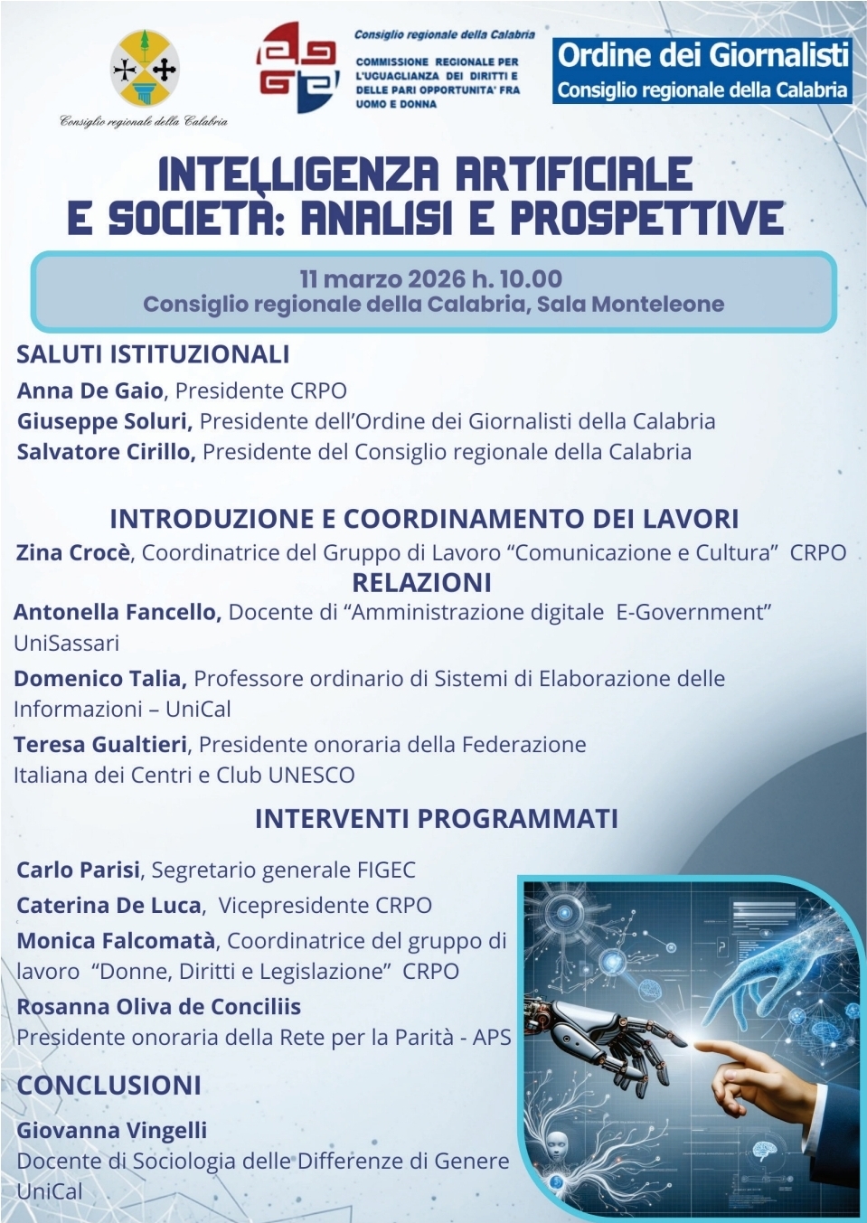 Locandina intelligenza artificiale e società