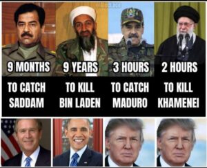 Saddam, Bin Laden, Maduro e Khamenei, Trump