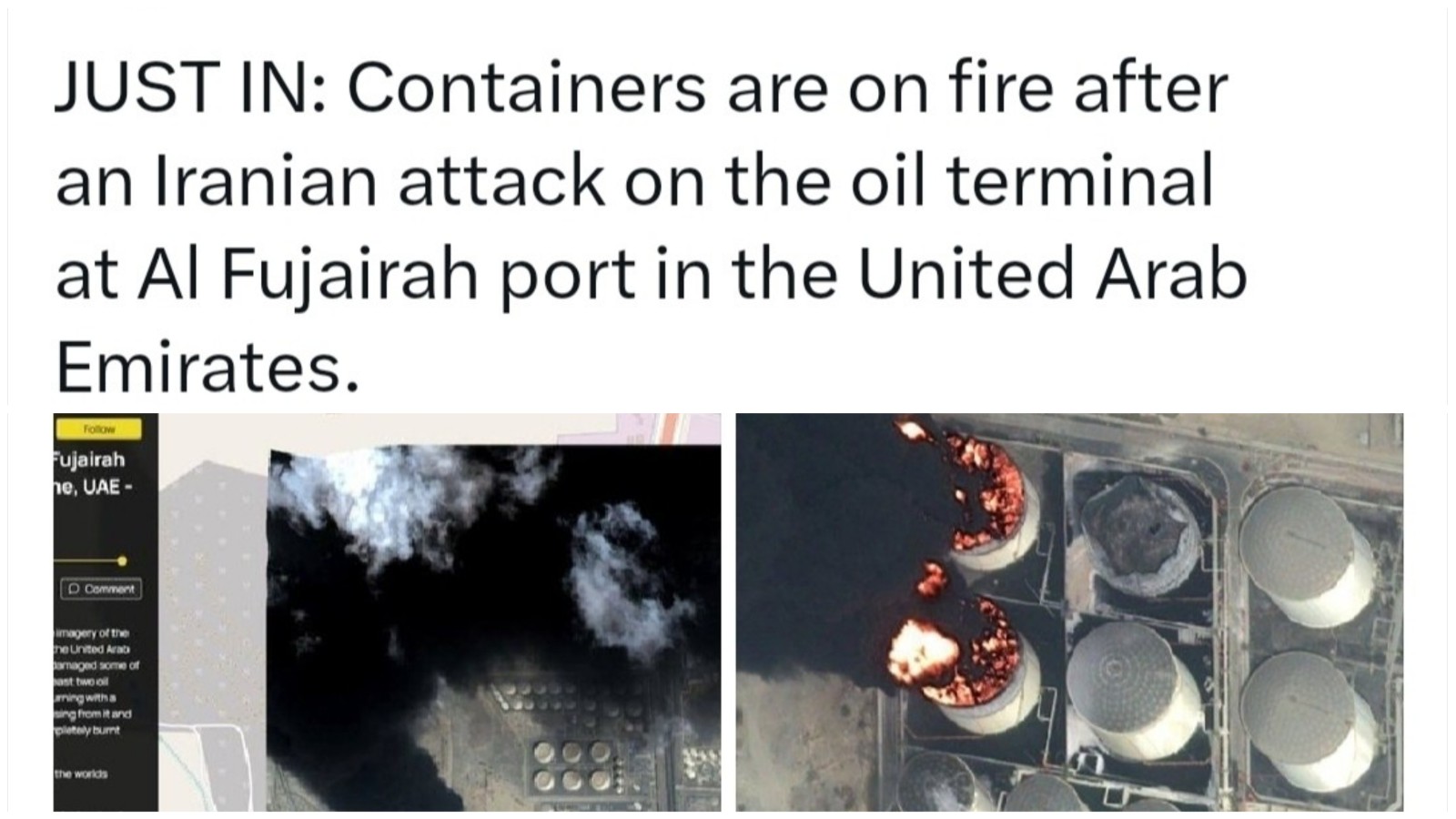 Serbatoio stoccaggio petrolifero porto Al Fujairah