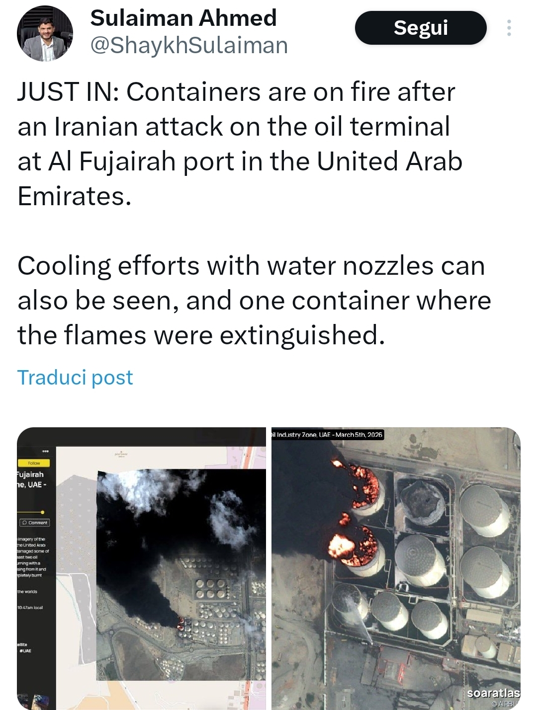 Serbatoio stoccaggio petrolifero porto Al Fujairah