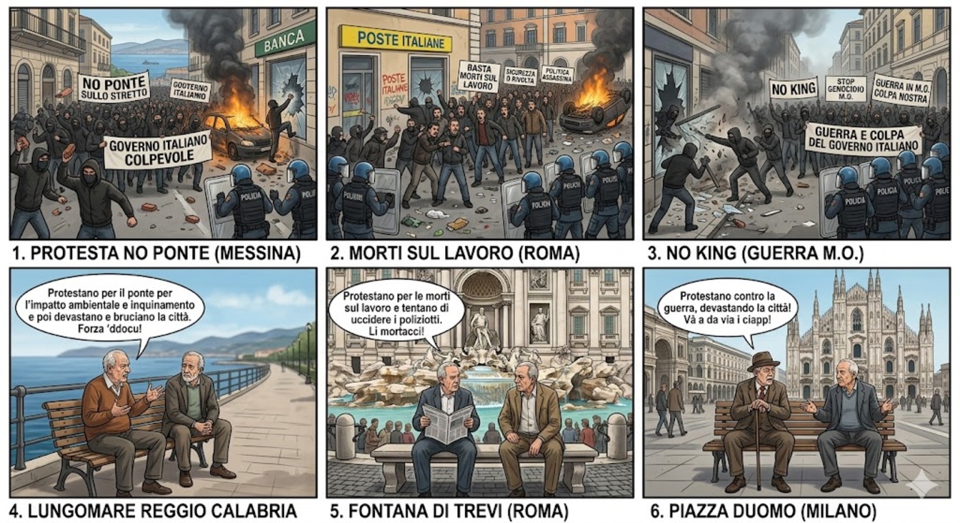 Vignetta manifestazioni violente