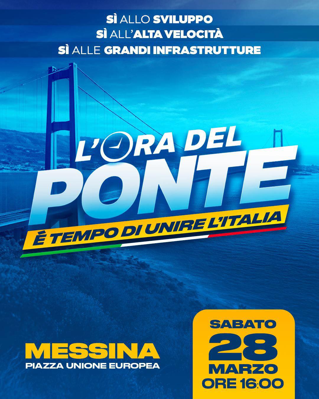 locandina ponte sullo stretto manifestazione messina 28 marzo