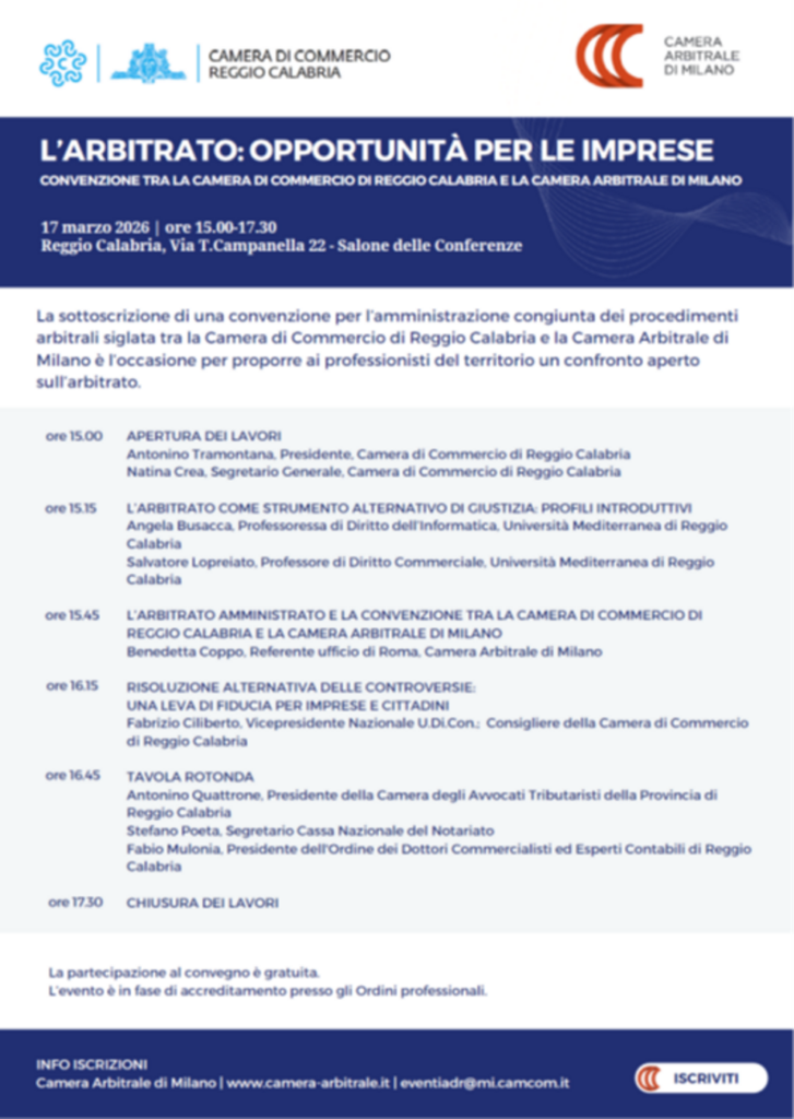 programma convegno l'arbitro opportunità per le imprese