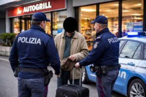 uomo autogrill polizia