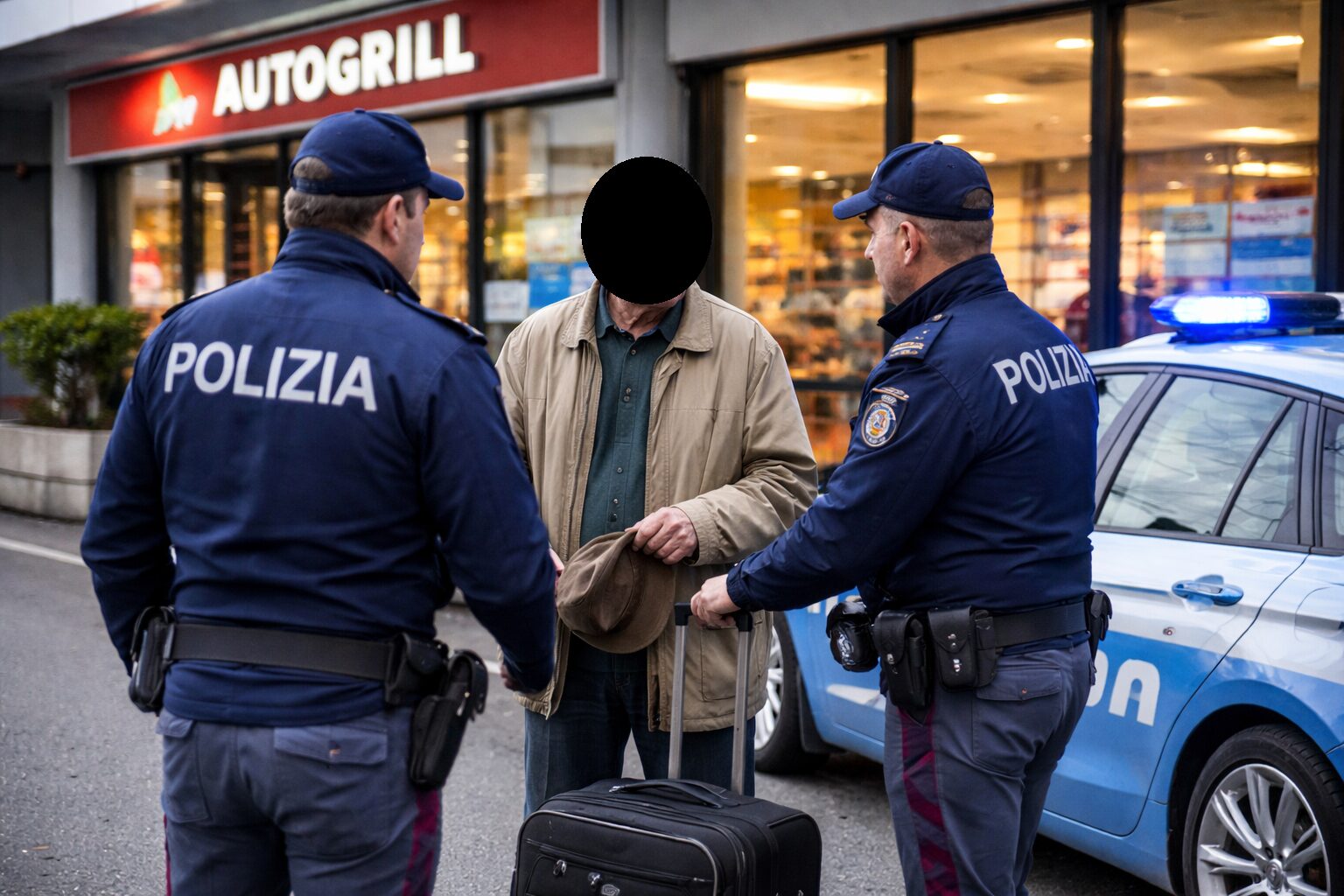 uomo autogrill polizia