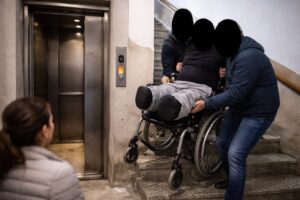 uomo disabile in braccio