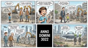 vignetta ironica su incompiuta campo coni