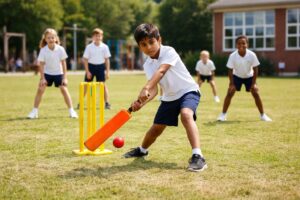 Bambini che giocano a Cricket