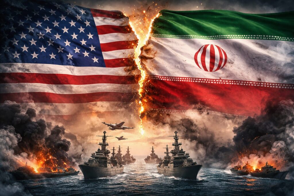Bandiere USA e Iran